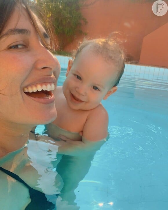 Giselle Itié relatou rotina com o filho, Pedro Luna: 'Amo tomar banho, dormir, dançar... altas gargalhadas juntos!'