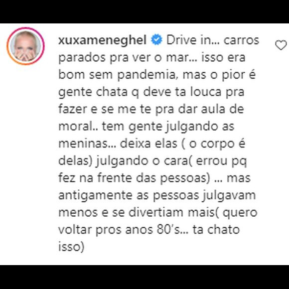 Xuxa opina sobre sexo no carro e divide opiniões na web