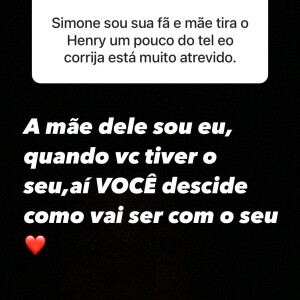 Simone rebate crítica ao filho mais velho, Henry