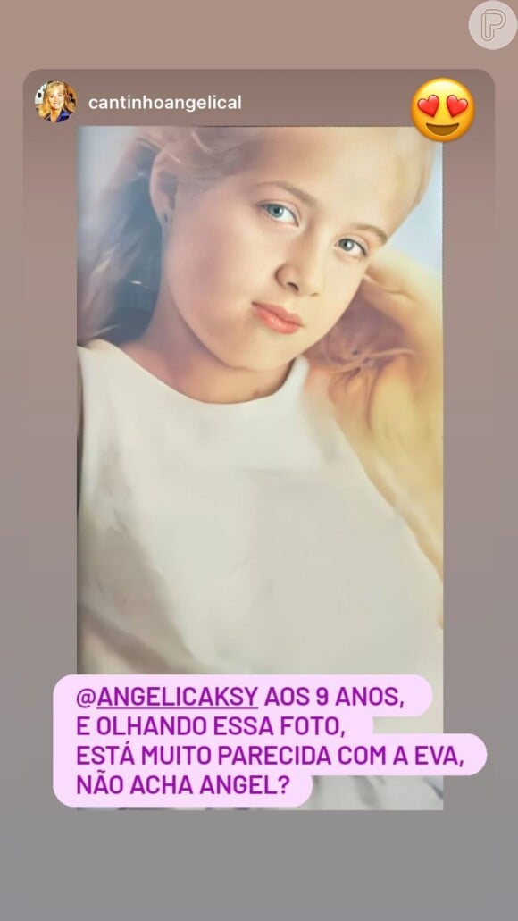 Angélica apareceu em um clique quando tinha 9 anos de idade