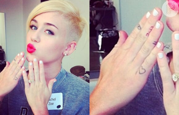 Miley Cyrus também tem uma coleção de tatuagens na mão direita