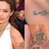 Nas costas, Angelina Jolie tem um tigre na lombar, um símbolo budista no braço esquerdo e uma frase no pulso