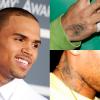 O cantor Chris Brown tem o corpo bastante tatuado, entre os desenhos estão duas caveiras, uma na mão e outra no pescoço