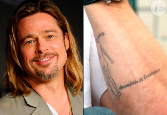 No braço esquerdo, Brad Pitt tem o desenho da múmia 'Oetzi'