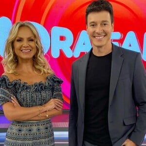 Rodrigo Faro foi ao SBT gravar publicidade com Eliana e recebeu a apresentadora em seu palco na Record TV