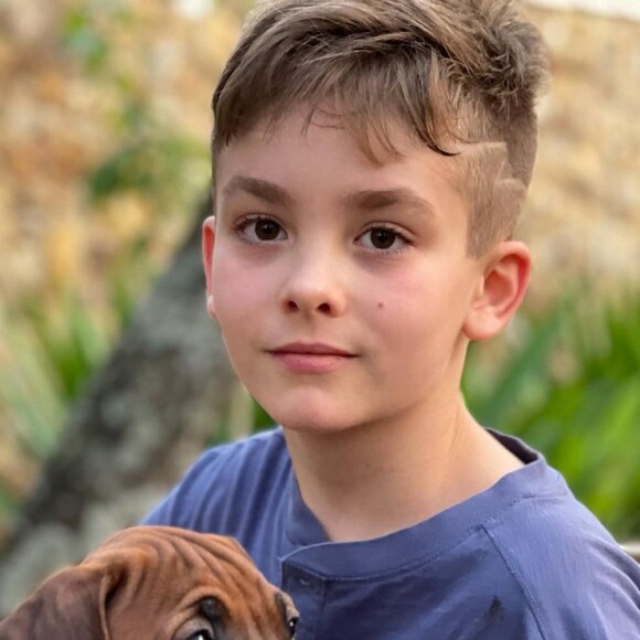 Filho de Ana Hickmann chamou atenção pela beleza em foto com o pet da família: 'Menino lindo'
