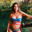 Biquíni de Thaila Ayala na gravidez: atriz usou modelo bicolor em moda praia