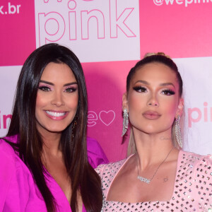 Virgínia Fonseca posou para fotos com Ivy Moraes no coquetel 'We Pink'