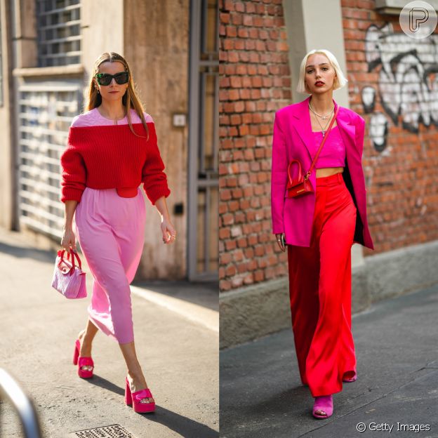 Rosa e vermelho são um duo elegante
