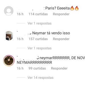 Comentários sobre Neymar em nova foto de Jade Picon, em Paris, França