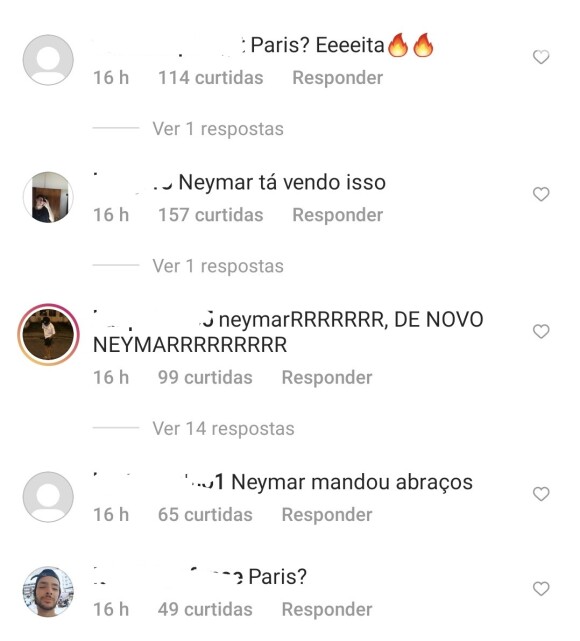 Comentários sobre Neymar em nova foto de Jade Picon, em Paris, França