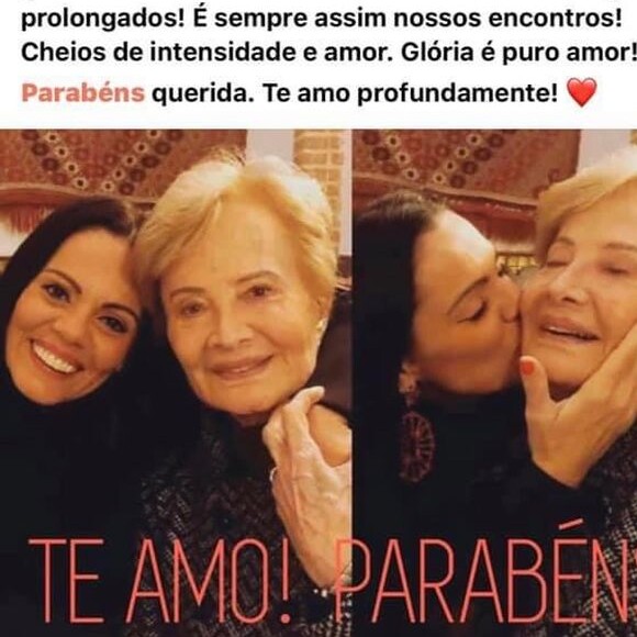 Glória Menezes ganhou homenagem da nora, Mocita Fagundes, mulher de Tarcísio Filho, para aniversário de 87 anos