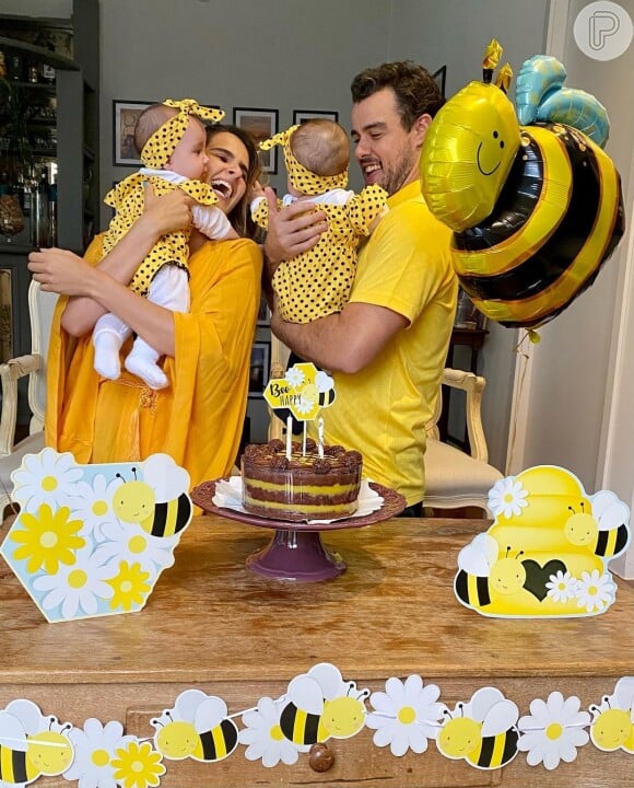 Joaquim Lopes e Marcella Fogaça são pais das gêmeas, Sophia e Pietra, de 7 meses