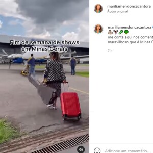 Postagem de Marília Mendonça momentos antes de subir no avião