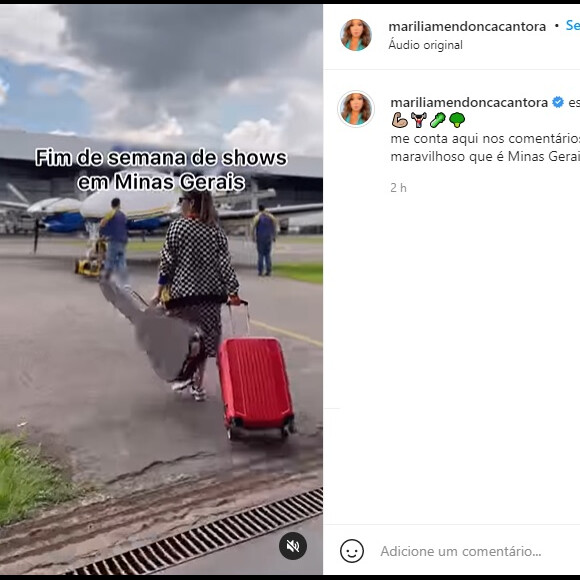 Postagem de Marília Mendonça momentos antes de subir no avião