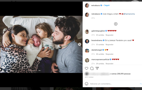Chay Suede e Laura Neiva comunicaram o nascimento de José pelas redes sociais