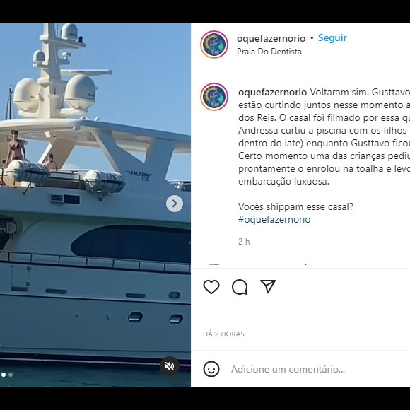 Perfil que flagrou Andressa Suita e Gusttavo Lima disse que casal trocou alguns beijos durante o passeio