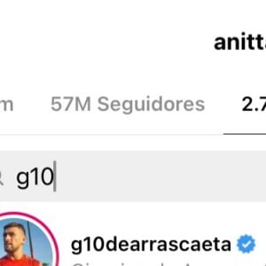 Logo, Anitta e Arrascaeta passaram a se seguir