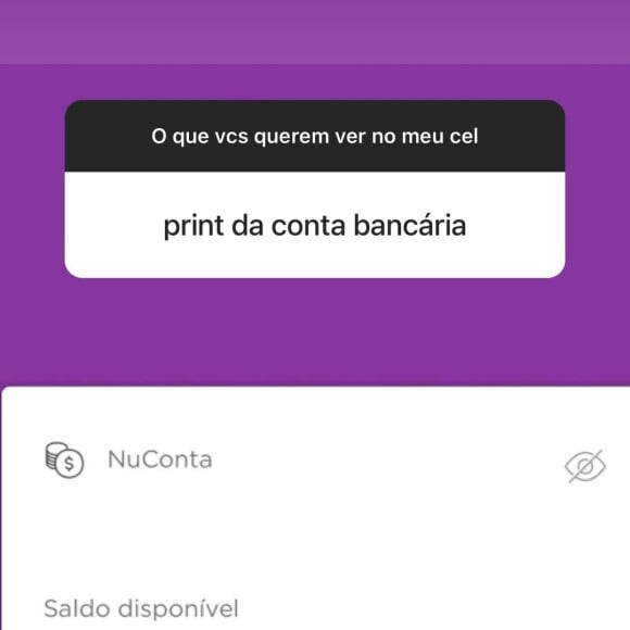 O saldo da conta bancária que Virgínia Fonseca mostrou tinha apenas 9 centavos