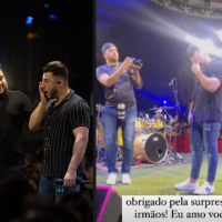 Murilo Huff chora com surpresa da família de Marília Mendonça em 1º show após morte