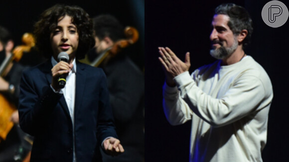 Marcos Mion prestigiou o filho caçula em estreia como tenor nesta quinta-feira, 9 de dezembro de 2021