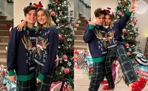 Sasha Meneghel e o marido, João Figueiredo, passaram a noite de Natal de pijamas da H&M e meias, em ceia que reuniu Xuxa, Bruna Marquezine e as famílias em Orlando, na Flórida