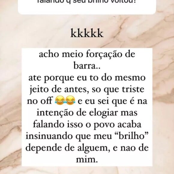 Gabi Brandt rebate comentários de seguidores sobre aparência após término