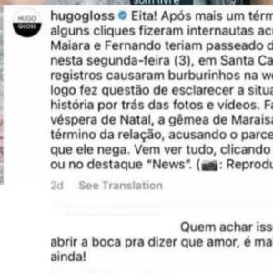Fernando Zor defende Maiara em comentário de fã