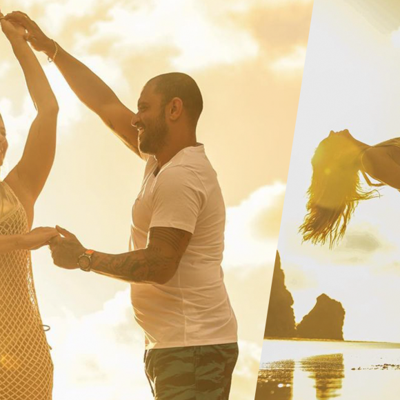 Paolla Oliveira e Diogo Nogueira apareceram em clima de romance em um ensaio realizado em Fernando de Noronha