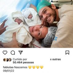 Roque e Raul, filhos gêmeos de Fabiula Nascimento e Emilio Dantas, nasceram no último domingo (09)