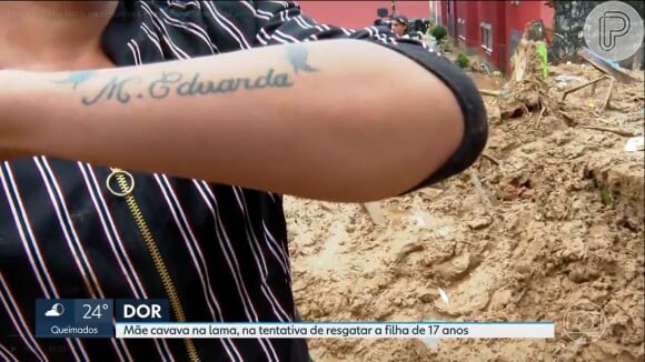 Tragédia em Petrópolis: mãe que usou enxada para cavar lama atrás de filha tinha uma tatuagem com o nome da menina