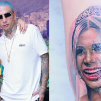 MC Guimê tatua rosto da mulher, Lexa, na perna e cantora reage: 'Meu Deus'. Veja fotos!