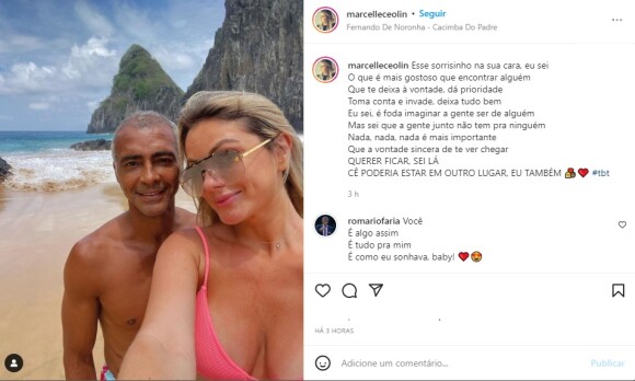 Romário se declarou à namorada no comentário da foto
