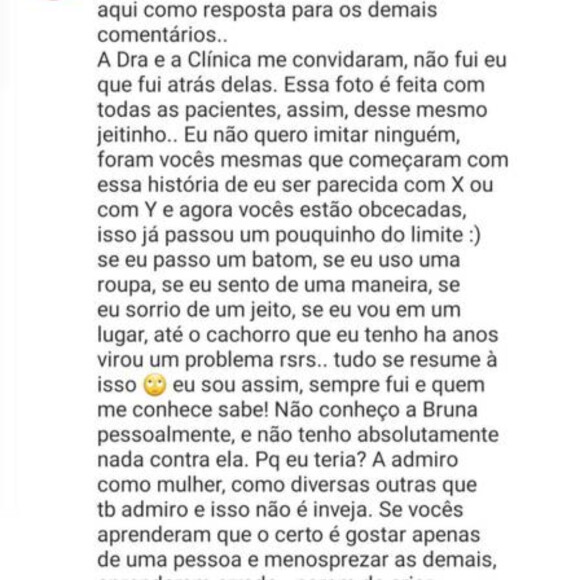 Bruna Biancardi não gostou de ser comparada a Bruna Marquezine