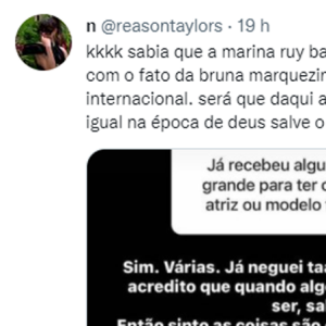 Marina Ruy Barbosa incomodada com carreira internacional de Bruna Marquezine? Publicação com este apontamento rendeu 40 mil curtidas no Twitter