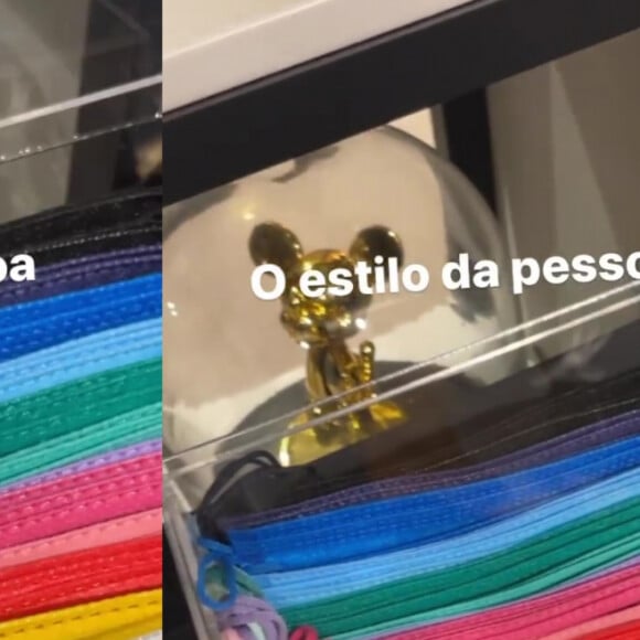 Fora do 'BBB 22', Tiago Abravanel mantém máscaras coloridas na porta de casa para combinar com a decoração