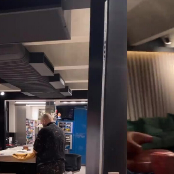 Fora do 'BBB 22', Tiago Abravanel tem apartamento com sala e cozinha unidas, no estilo americano