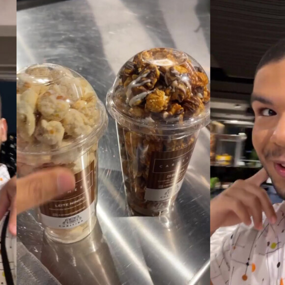 Fora do 'BBB 22', Vinícius fica impressionado ao encontrar pipocas artesanais em apartamento de Tiago Abravanel