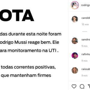 Rodrigo Mussi passou por duas cirurgias e estado de saúde é estável, informou a equipe do ex-BBB