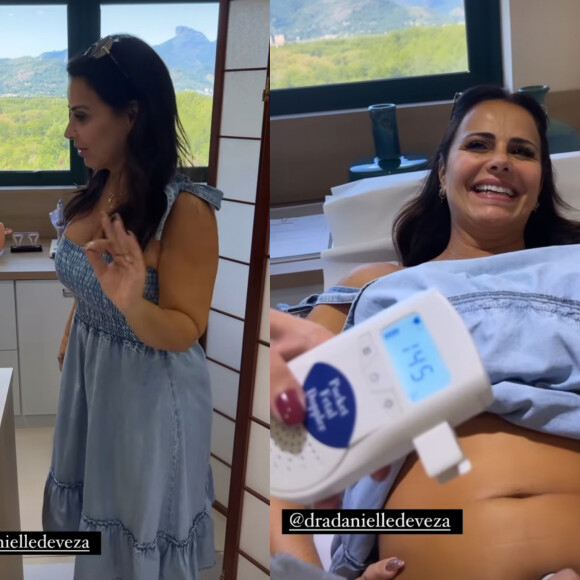 Viviane Araujo revelou quantos quilos ganhou desde o início da gravidez e fez ultrassonografia para ouvir o coração do bebê
