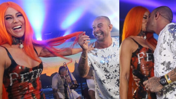 Paolla Oliveira surpreende Diogo Nogueira com visual ruivo e ganha beijos na Sapucaí. Fotos!