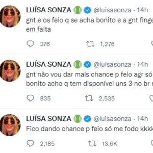 Luísa Sonza reclamou que se prejudica em ficar com feios