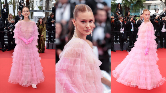Marina Ruy Barbosa em Cannes: tudo sobre o look rosa com transparência e salto-trendy de 15,5 cm