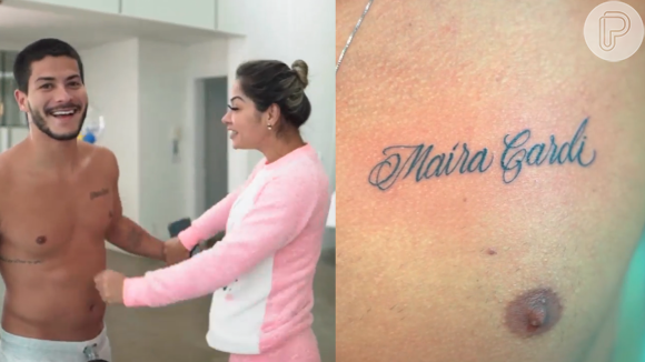 Arthur Aguiar faz tatuagem com o nome de Maíra Cardi
