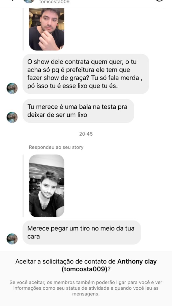 Felipe Neto expôs as mensagens de ataque 