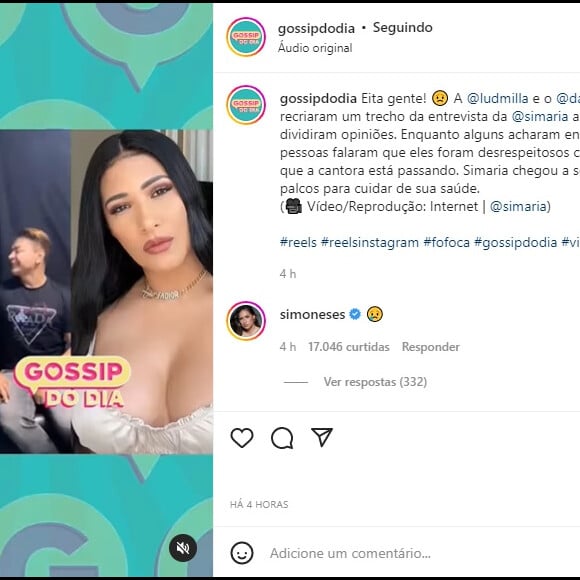 Simone também se mostrou incomodada com a brincadeira de Ludmilla