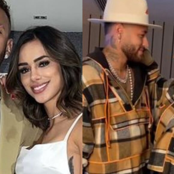 Neymar e a namorada, Bruna Biancardi, combinaram looks para a festa junina na mansão do jogador no Rio de Janeiro