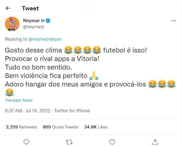 Neymar se divertiu com a provocação de Gabigol