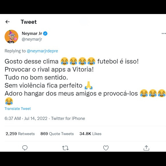 Neymar se divertiu com a provocação de Gabigol