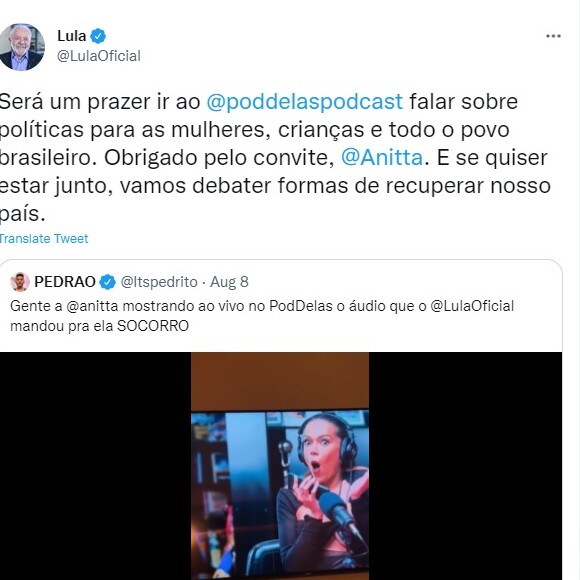 Lula reforçou a fala no Twitter